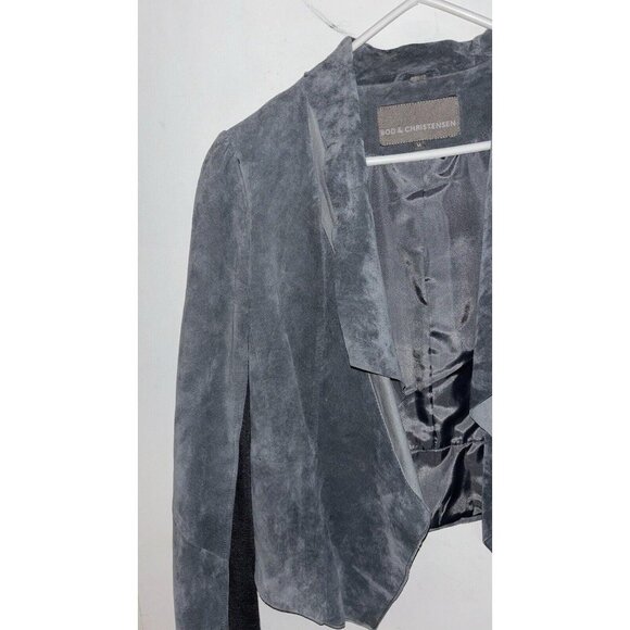 Bod & Christensen Suede Jacket Gray  M Fall Hip Leather Coat Blazer Nwot - Picture 2 of 7